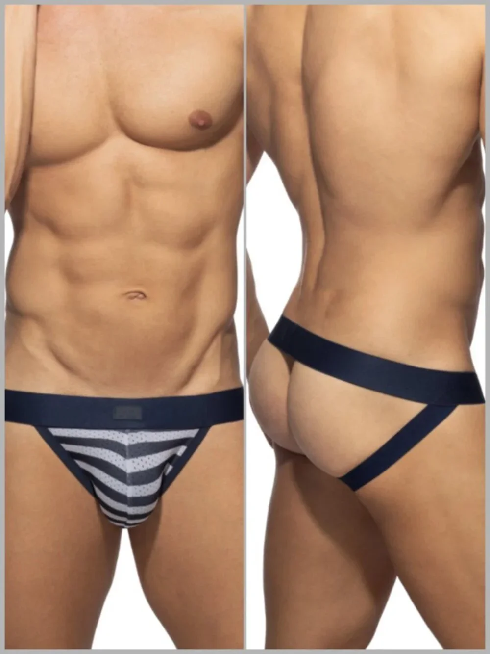 Addicted - Sailor Mesh Jockstrap - Navy / White (M)